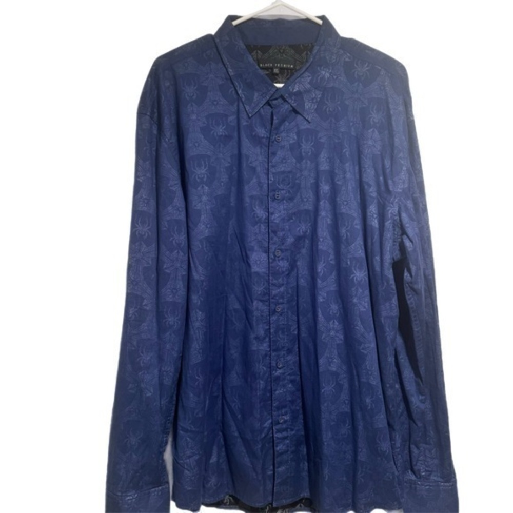 NWOT Affliction Black Premium Blue Spider Button Up